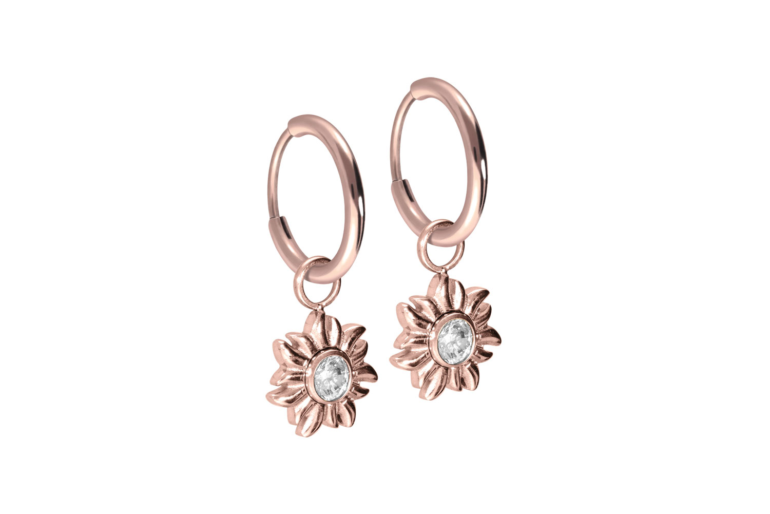 Titan Ohrclicker Creolen SONNE + KRISTALL von Piercingline